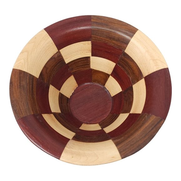 Rosewood, Padauk, Maple Wood Bowl Segmented Turned 8.75" Diameter Made in US - Picture 7 of 8